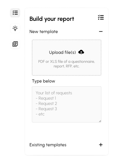 Build your report with questions